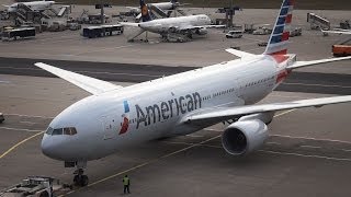 American Airlines Boeing 777200ER  PushbackTaxiTakeoff at Frankfurt [upl. by Vez36]