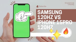 iPhone 15pro max 120hz vs Samsung S24 120hz vs iPhone 15Plus 60hz touch response samsung [upl. by Alad485]