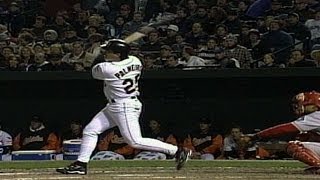 TEXBAL Palmeiro drives two homers onto Eutaw Street [upl. by Araeit]