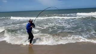 Surf fishing Playalinda Beach FL canaveralnationalseashore playalindabeach sharkfishing penn [upl. by Loggia]