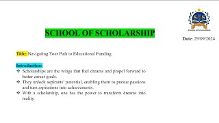 How to Secure Foreign scholarship  School of Scholarship  Basic Guidelines [upl. by Mllly341]