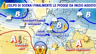 METEO CAMBIA TUTTO DA GIOVEDÌ 1 AGOSTO CON FORTI TEMPORALI E GRANDINE SU NORD ITALIA MA NULLA A SUD [upl. by Assertal264]