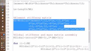 FEM Beam OctaveFreeMatMatlab Code [upl. by Flannery]