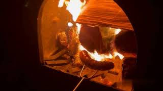 Cooking Brat on Blue Rooster Casita Chiminea [upl. by Laeahcim]