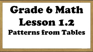 Grade 6 Math Lesson 12 Patterns from Tables [upl. by Ozkum]