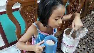 My little sister making her own drink Appeton Weight Gain [upl. by Ettennor]