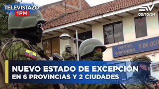 Nuevo estado de excepción en 6 provincias y 2 ciudades  TELEVISTAZO 1PM ENVIVO🔴 [upl. by Ayanet]