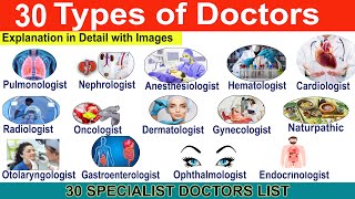 Types of Doctors  30 Types of Specialist Doctors  List of Doctors  Types of Specialist Doctors [upl. by Gabriele]