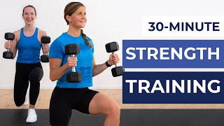 30Minute Full Body Dumbbell Strength Workout For Women [upl. by Nuhsed19]