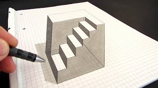 How to Draw an Anamorphic Cube Amazing Optical Illusion [upl. by Ellevehs]