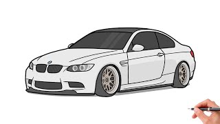 How to draw a BMW M3 E92  drawing bmw 3 series coupe 2007 car [upl. by Lamrej]