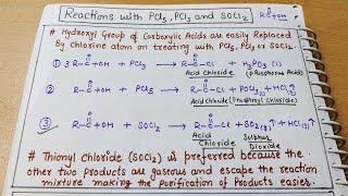 15 PCl3 PCl5 SOCl2 reaction with Carboxylic acid class12 chapter12 Organic chemistry neet jee [upl. by Jerroll]