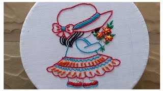 beautiful girl and flowers embroidery hoop  Embroidery for beginners [upl. by Lupe]