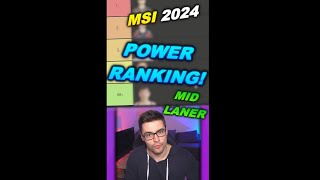 BEST MID LANER POWER RANKING MSI 2024Shorts [upl. by Garceau]