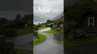 Stryn Norway ☔🌨🌧💙Repost alhaqab201norwayrepost nature travel reels mountains shorts rain [upl. by Rai]