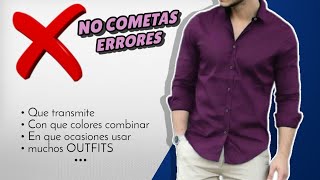 CAMISA MORADA → Como combinar y vestirla  muchos OUTFITS para hombre [upl. by Marchese]