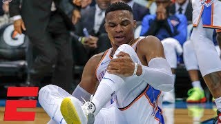 Russell Westbrook sprains ankle in Thunder win vs Pelicans  NBA Highlights [upl. by Olrac]