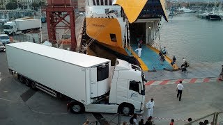 Big Truck gets stuck boarding Corsica Sardiania ferries [upl. by Llenet]