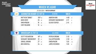 Whickham CC 1st XI v Ashington Rugby CC 1st XI [upl. by Asirrom]