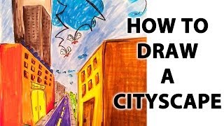 How To Draw a Cityscape in Perspective [upl. by Hanae]