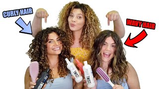 HOW TO STYLE WAVY HAIR VS CURLY HAIR affordable drugstore routine [upl. by Colfin]