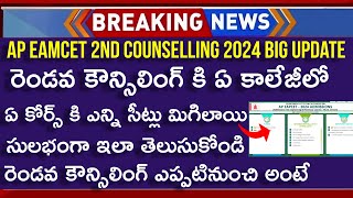 AP EAMCET 2nd counselling 2024 College Wise Vacant Seats  AP EAMCET 2nd Counselling Dates 2024 [upl. by Niessuh474]