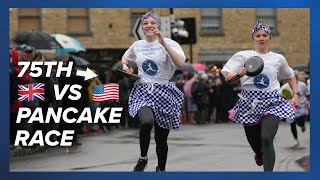 How a centuries old pancake race became an international competition 🥞🏃‍♀️ [upl. by Naesal]