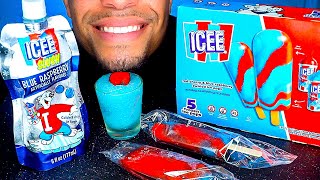 Icee Slushies Popsicle Blue Red Maker Machine Fun Factory Eating Show No Talking Crunchy [upl. by Roobbie]