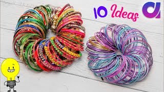 10 Awesome old bangles reuse idea at home  Best out of waste  Artkala [upl. by Liag]