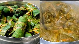 Pathrode recipe  Kesuvina yele pathrode  Colocasia leaves roll  Tulu recipe [upl. by Finzer]