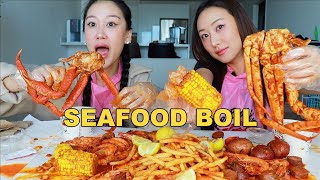 SEAFOOD BOIL MUKBANG 🦀🌽 [upl. by Akemyt]