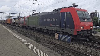 Güterzug Durchfahrt Pratteln eisenbahn fy train trainspotting zug sbb güterzug [upl. by Lesde]