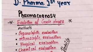 Evalution of Crude drugeMethods OrganolepticMicroscopicPhysical etc evaluation dpharma [upl. by Tennaj]