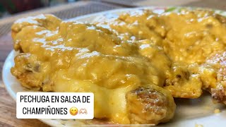 ¡Pechuga con Salsa de Champiñones Cremosa que sorprende a todos Receta Fácil y rápida [upl. by Aggie]