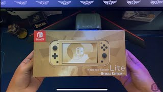 Unboxing Nintendo switch lite Hyrule Edition Zelda [upl. by Mailliw]