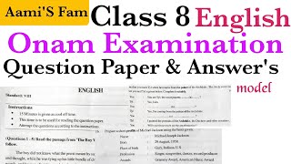 Class 8EnglishOnam ExaminationQuestion paper with Answers [upl. by Aday139]