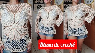 BLUSA DE CROCHÊ FLOR DALIA marcialobocroche [upl. by Berl]