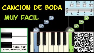 CANCION DE BODA Piano Tutorial Facil Partitura Acordes Pista [upl. by Adnola]