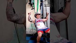 Pinoy Cowboy 140 lbs resistance bands inclined chest press [upl. by Kari]