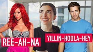 HOW TO PRONOUNCE CELEBRITY NAMES IN ENGLISH [upl. by Eidnarb445]