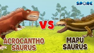 Acrocanthosaurus vs Mapusaurus  Dino Faceoff S4E1  SPORE [upl. by Chubb711]