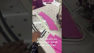 Auto profile stitcher with edge cutter for collar run stitch and edge cutting [upl. by Acinoryt]