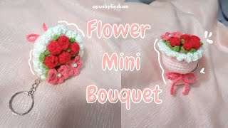 Crochet Flower Mini Bouquet🌺 Crochet Keychain Easy How to make keychain flower🌼 [upl. by Udelle111]