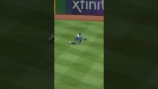 Brandon Nimmo makes a great diving grab 👏 baseball defense highlights [upl. by Elesig5]