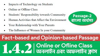 Online or Offline Class Passage  Fact based and Opinion based Passage  Class 9 English 142 [upl. by Arielle680]