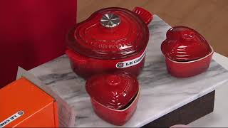 Le Creuset Cast Iron 225qt Heart Shaped Oven amp 2 Mini Cocottes on QVC [upl. by Allister682]