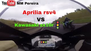 Aprilia rsv4 VS Kawasaki zx10r [upl. by Htes]