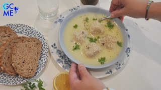 Greek Chicken Meatballs Giouvarlakia Soup w Avgolemono  Γιουβαρλάκια Αυγολέμονο με Κιμά Κοτόπουλο [upl. by Yadroc]