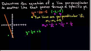 Finding the equation of a line perpendicular to another line that passes through a point [upl. by Ciardap]