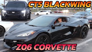 CT5 Blackwing vs Z06 Corvette 3 round Drag Racing [upl. by Danelle]